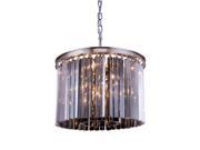 Elegant Lighting 1208 Sydney Collection Pendent lamp D 20in H 13.5in Lt 6 Polished nickel Finish Royal Cut Silver Shade Crystals 1208D20PN SS RC