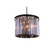 Elegant Lighting 1208 Sydney Collection Pendent lamp D 20in H 13.5in Lt 6 Mocha Brown Finish Royal Cut Silver Shade Crystals 1208D20MB SS RC