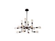 Elegant Lighting 1139 Ophelia Collection Pendant Lamp L 43in W 43in H 17.5in Lt 15 Cocoa Brown Finish 1139D43CB