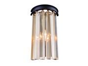 Elegant Lighting 1208 Sydney Collection Wall Lamp W 8in H 14in E5in Lt 2 Mocha Brown Finish Royal Cut Golden Teak Crystals 1208W8MB GT RC