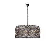 Elegant Lighting 1214 Madison Collection Pendant Lamp D 43.5in H 18.25in Lt 10 Mocha Brown Finish Royal Cut Silver Shade Grey 1214G43MB SS RC