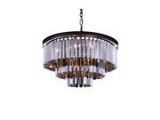 Elegant Lighting 1201 Sydney Collection Pendent lamp D 26in H 20.5in Lt Mocha Brown Finish Royal Cut Silver Shade Crystals 1201D26MB SS RC