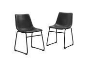 Walker Edison Black Faux Leather Dining Chairs Set of 2
