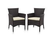 Walker Edison angelo HOME Rattan Patio Dining Chair Set of 2 Brown