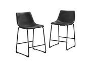 Walker Edison Black Faux Leather Counter Stools Set of 2