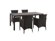 Walker Edison angelo HOME 5 Piece Rattan Patio Dining Set Brown