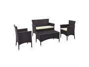 Walker Edison angelo HOME 4 Piece Patio Chat Set Brown