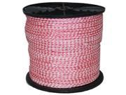 T.W. Evans Cordage Co. 1 4 In. X 1000 Ft. Red and White Hollow Braid Polypro Rope 27 307