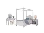 Bermuda White Twin Canopy Bed Night Stand and Vanity with Bench Brushed white 5543 4106