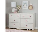 South Shore Lily Rose 6 Drawer Double Dresser White Wash