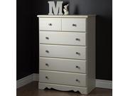 South Shore Country Poetry 5 Drawer Chest White Wash