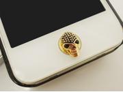 Gift for Him 1pc Retro Skull Jewel iPhone Home Button Sticker for Iphone 4 4s 4g 5 5c 5s 6 iPad 2 3 4 Mini iPod Cell Phone Charm