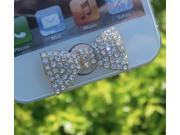 Gift for Her 1pc Paved Bling Clear Crystal Bow iPhone Home Button Sticker for Iphone 6 4 4s 4g 5 5c iPad 2 3 4 iPad mini Buttons Cell Phone Charm