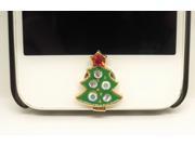 Kids Gift 1pc Bling Crystal Green Christmas Tree Jewelry iPhone Home Button Sticker for Iphone 6 4 4s 4g 5 5c iPad 2 3 4 iPad mini Buttons Cell Phone Charm