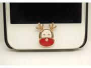 1pc Cute Christmas Gift Reindeer Head Jewelry iPhone Home Button Sticker for Iphone 6 4 4s 4g 5 5c iPad 2 3 4 iPad mini Buttons Cell Phone Charm