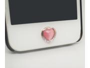 Gift for Her 1pc Bling Crystal Framed Pink Cat s Eye Heart Jewelry iPhone Home Button Sticker for Iphone 6 4 4s 4g 5 5c iPad 2 3 4 iPad mini Buttons Cell Phon
