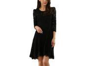 Stylebek Women Vintage Floral Lace Long Sleeve Slim Fit Bodycon Pencil Midi Dress