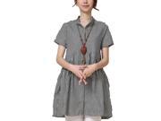 Stylebek Women s Ribbing Cuffs Stand Collar Short Sleeve Dress