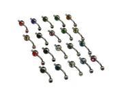 316L Surgical Steel Belly Button Navel Ring Rhinestone With Charm Attachment Mixed Colors DIY Accessories Pack Of 20