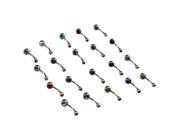 316L Surgical Steel Belly Button Navel Ring Rhinestone Mixed Colors DIY Accessories Pack Of 20