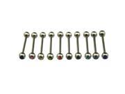 Tongue Rings 14G Steel Barbells With Rhinestone Nipple Rings Body Jewelry Pack Of 10