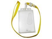Vertical Card Holder Neck Strap Lanyard Color Yellow Clip Pack of 15