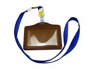 Horizontal Faux Leather ID Badge Card Holder Neck Strap Lanyard Pack of 3