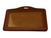 Horizontal Faux Leather Business ID Badge Card Holder Color Brown Pack of 10