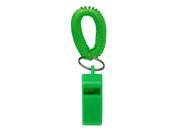 Plastic Whistle with Spring Wrist Strap Color Green Pack of 5