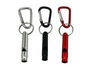 Aluminum Whistle with Key Ring and Carabiner 3 Colors Pack of 3 Sets