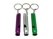 Aluminum Whistle Key Ring Color Deep Purple Silvery and Green Pack of 3 Sets