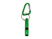 Aluminum Whistle with Key Ring and Carabiner Color Green Pack of 5