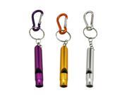 Aluminum Whistle with Key Ring and Carabiner 3 Colors Pack of 2 Sets