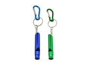 Aluminum Whistle with Key Ring and Carabiner 2 Colors Pack of 2 Sets