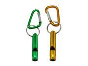 Aluminum Whistle with Key Ring and Carabiner 2 Colors Pack of 2 Sets