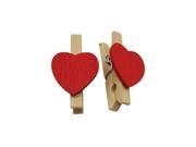 Natural Wood 1.2 Small Clothespins with Spring and Red Heart shaped Pack of 80