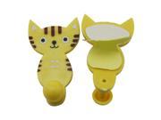 Plastic Hook Hanger Adhesive Cat Color Yellow Pack of 6
