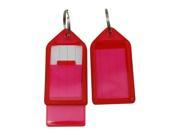 Key Fobs Luggage ID Tags with Key Ring 2.9 X1.5 Color Transparent Red Pack of 15