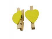 Natural Wood 1.2 Small Clothespins with Spring and Yellow Heart shaped Pack of 80