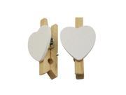 Natural Wood 1.2 Small Clothespins with Spring and White Heart shaped Pack of 80