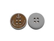 Yongshida 16mm Diameter White And Brown Round Shape 4 Holes Scrapbooking Sewing Toggle Wood Buttons Pack of 30
