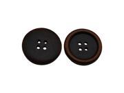 Concave Black 26mm Diameter Round Shape 4 Holes Scrapbooking Sewing Toggle Wood Buttons Pack of 6