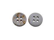 Yongshida 10mm Diameter White and Golden Concave Round Shape 4 Holes Scrapbooking Sewing Toggle Wood Buttons Pack of 30