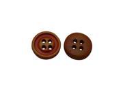 12mm Diameter Scarlet Round Shape 4 Holes Scrapbooking Sewing Toggle Wood Buttons Pack of 50