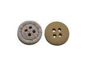 9mm Diameter Crack Concave Round Shape 4 Holes Scrapbooking Sewing Toggle Wood Buttons Pack of 50
