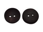 Yongshida 20mm Diameter Black Concave Round Shape 2 Holes Scrapbooking Sewing Toggle Wood Buttons Pack of 10