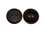 Oval Concave 25mm Diameter Round Shape 2 Holes Scrapbooking Sewing Toggle Wood Buttons Pack of 6