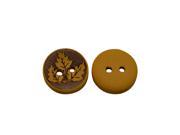 Yongshida 13mm Diameter Maple Leaf Pattern Round Shape 2 Holes Scrapbooking Sewing Toggle Wood Buttons Pack of 30