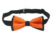 Boys Polyester Bow Tie Double deck Black and Orange Pack Of 2