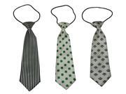 Boys Polyester Elastic Neck Tie Black Green White Assorted Pack Of 3